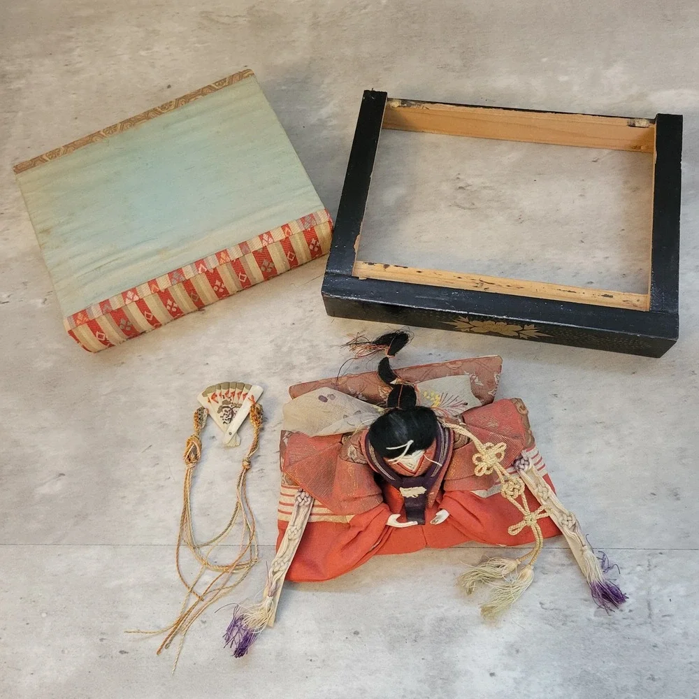 Vintage Japanese‎ Hina Doll Figurine Display Case Antique Decoration